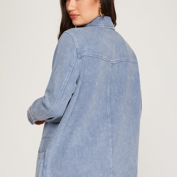 NWT She & Sky Washed Western Button Down Shirt - Picture 4 of 10